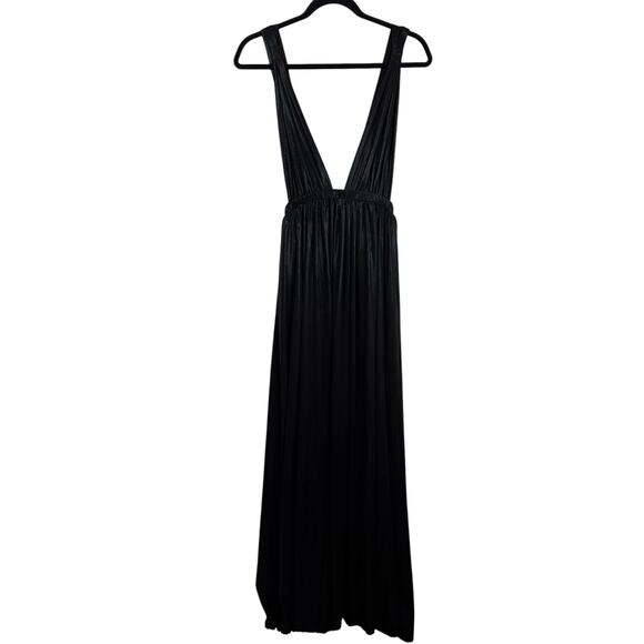 Bronx and Banco Goddess Metallic Side Slit Maxi Gown Evening Party Black Size M - Picture 2 of 12